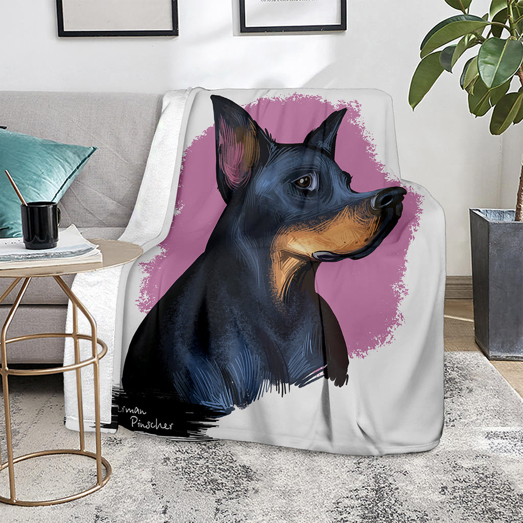 Dobermann Portrait Print Blanket