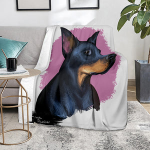 Dobermann Portrait Print Blanket