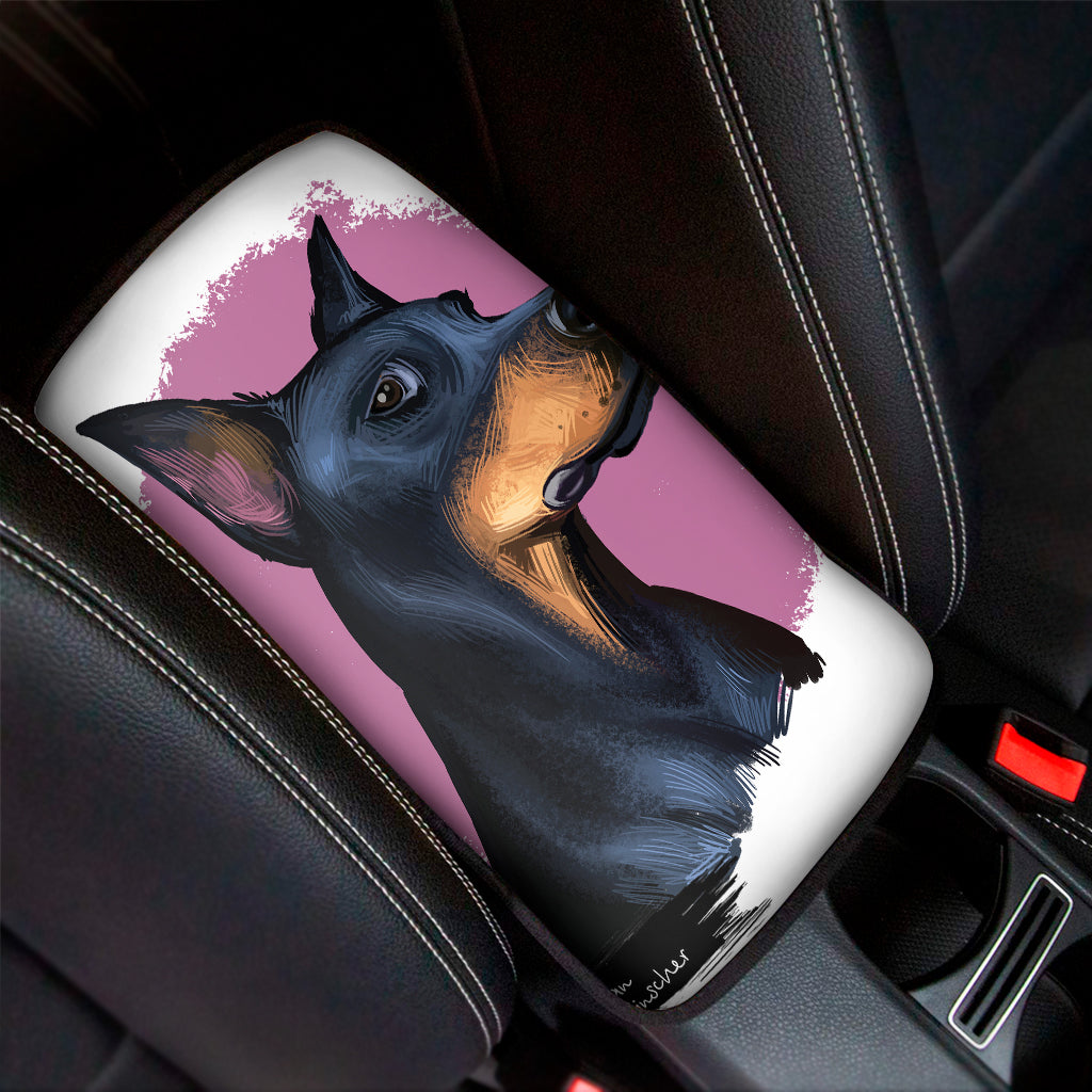 Dobermann Portrait Print Car Center Console Cover