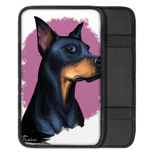 Dobermann Portrait Print Car Center Console Cover