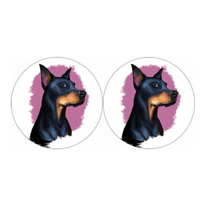 Dobermann Portrait Print Car Coasters