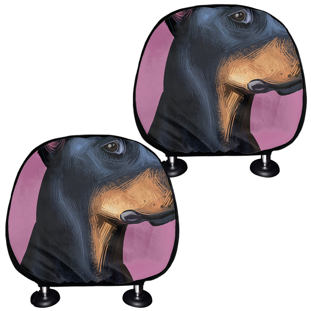 Dobermann Portrait Print Car Headrest Covers