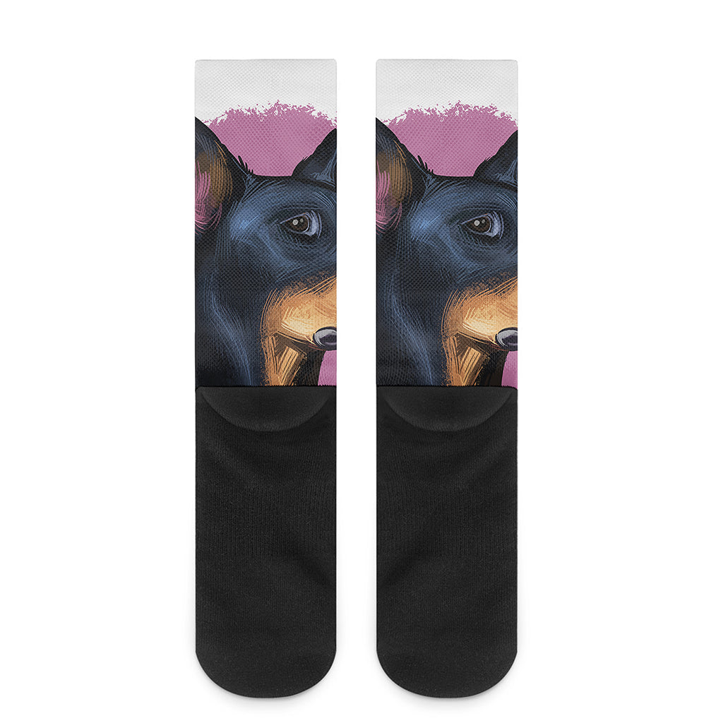 Dobermann Portrait Print Crew Socks