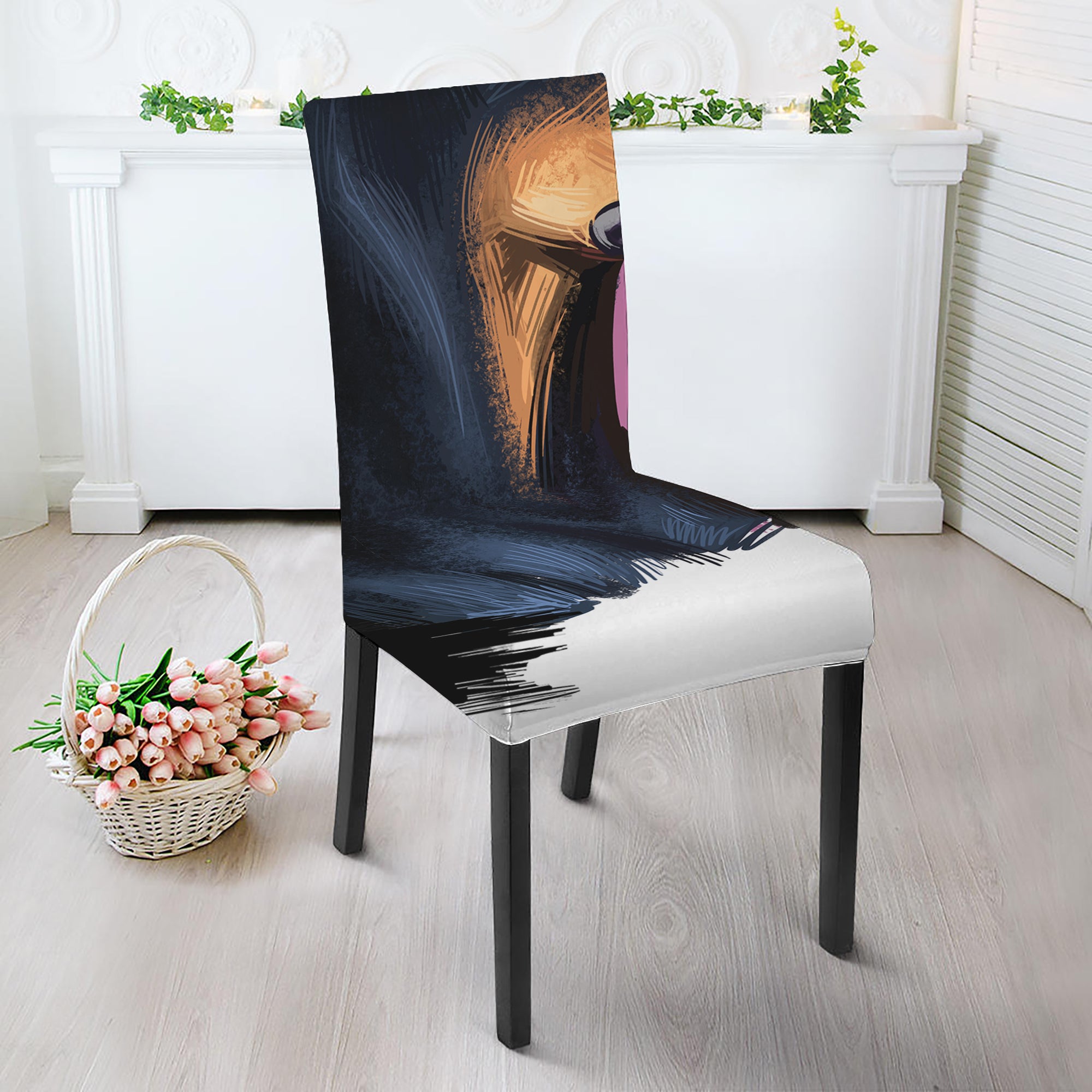 Dobermann Portrait Print Dining Chair Slipcover