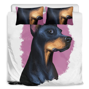 Dobermann Portrait Print Duvet Cover Bedding Set