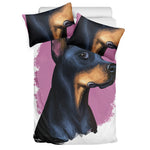 Dobermann Portrait Print Duvet Cover Bedding Set