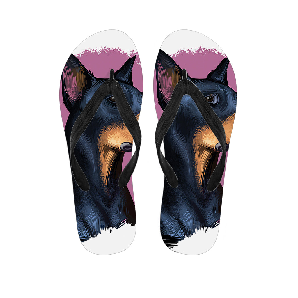 Dobermann Portrait Print Flip Flops