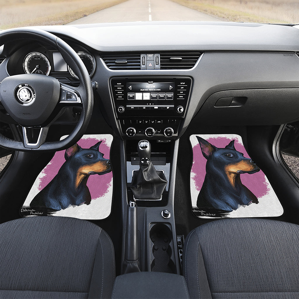 Dobermann Portrait Print Front and Back Car Floor Mats