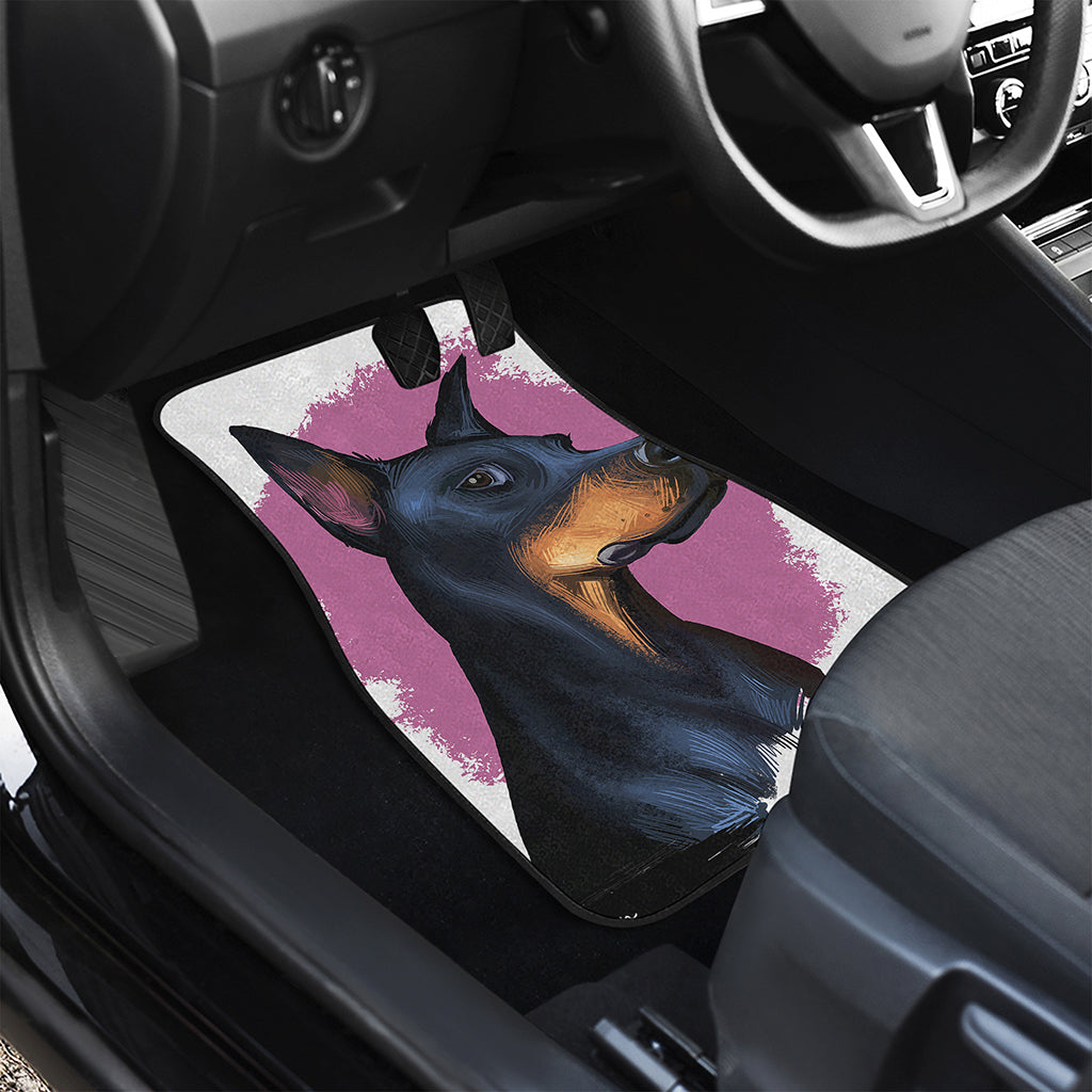 Dobermann Portrait Print Front and Back Car Floor Mats