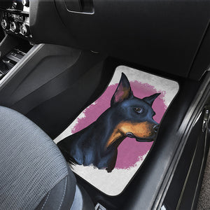 Dobermann Portrait Print Front and Back Car Floor Mats