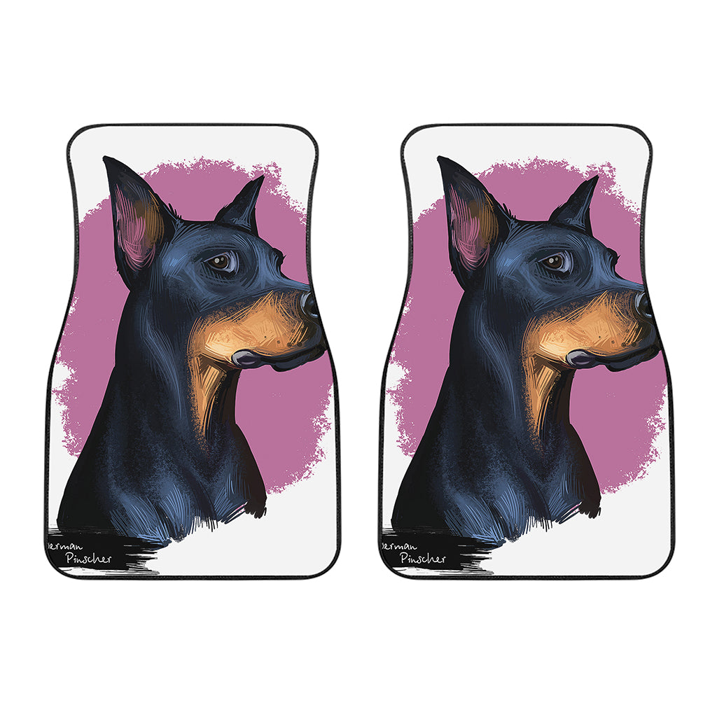 Dobermann Portrait Print Front Car Floor Mats