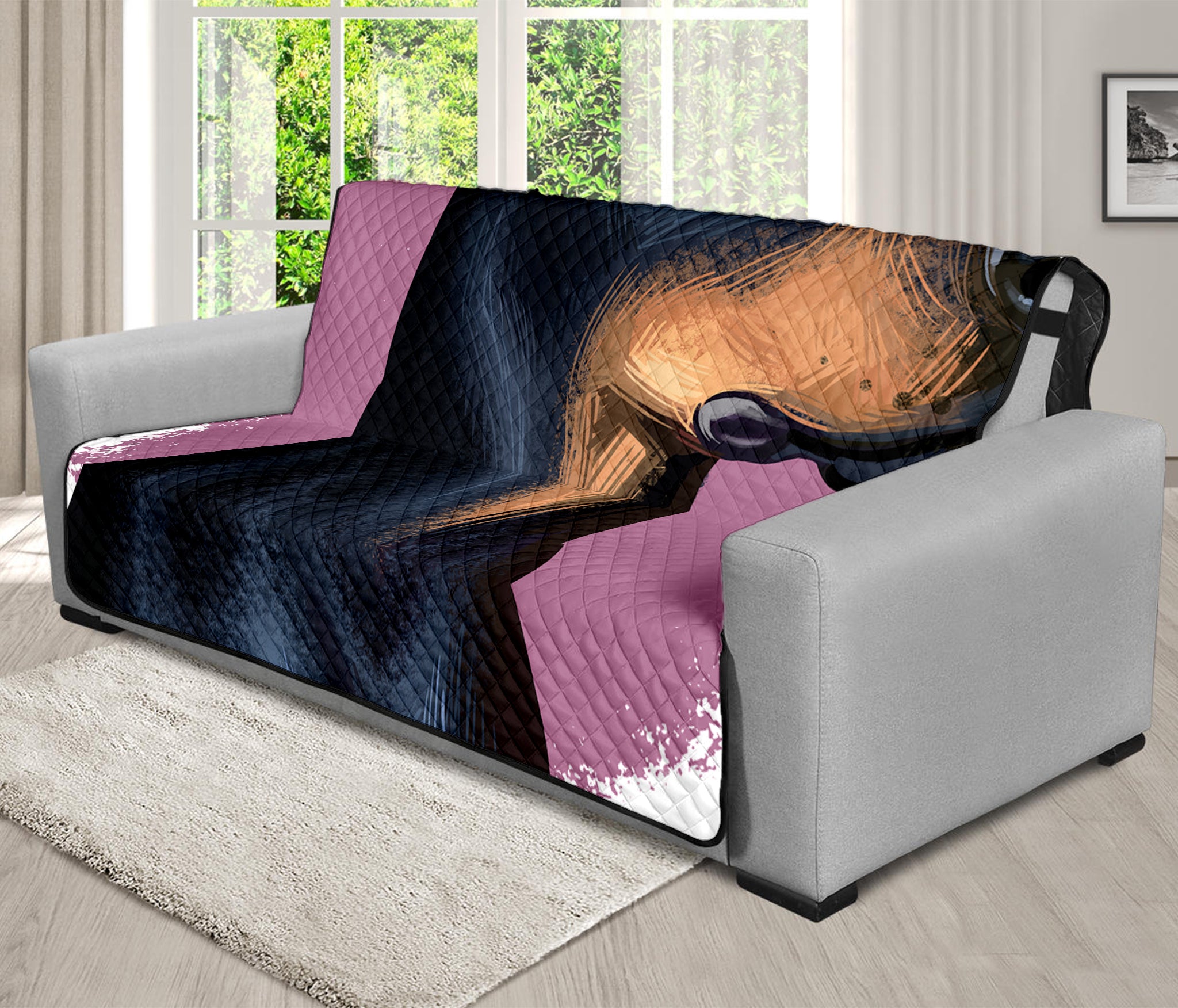 Dobermann Portrait Print Futon Protector