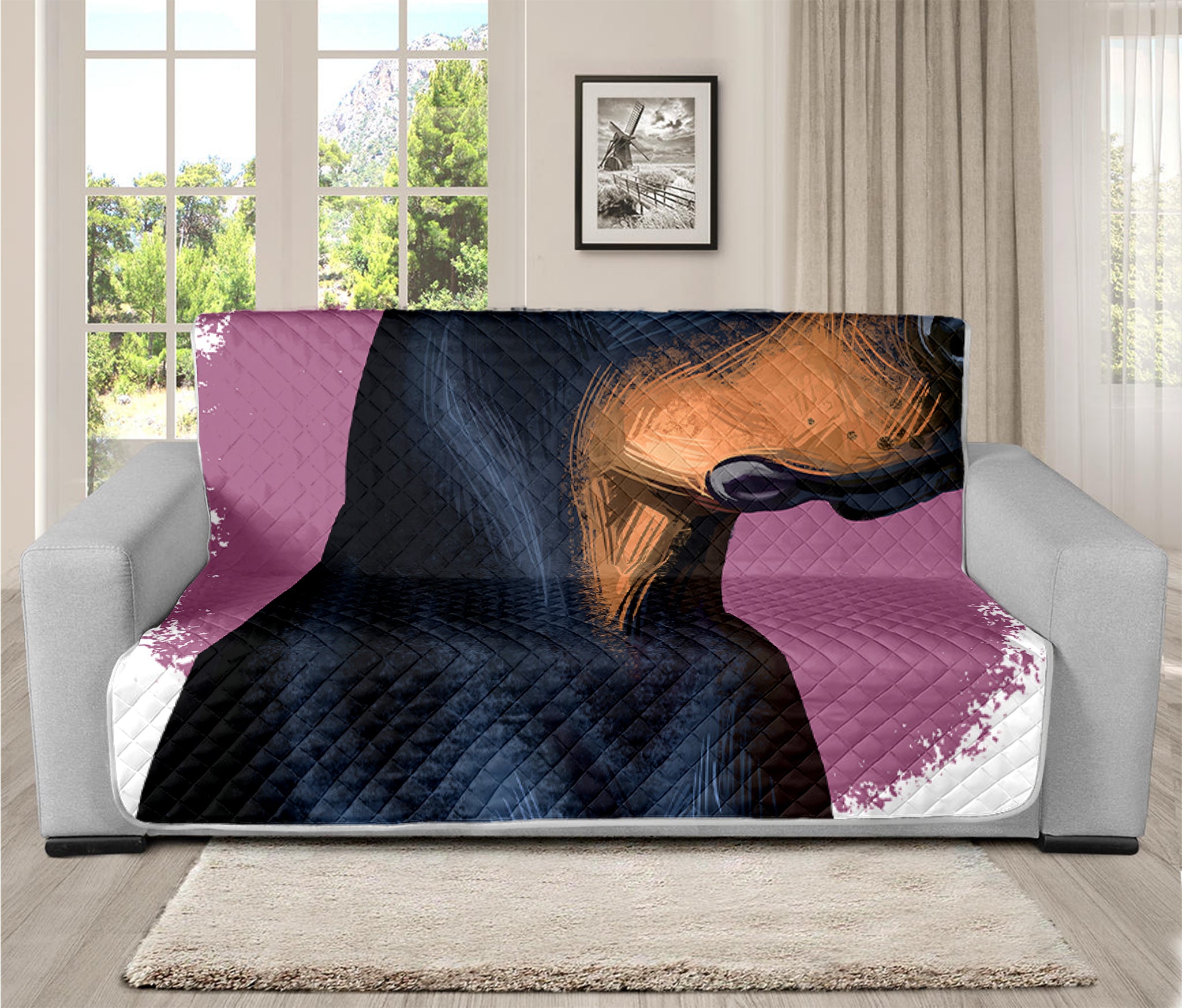 Dobermann Portrait Print Futon Protector