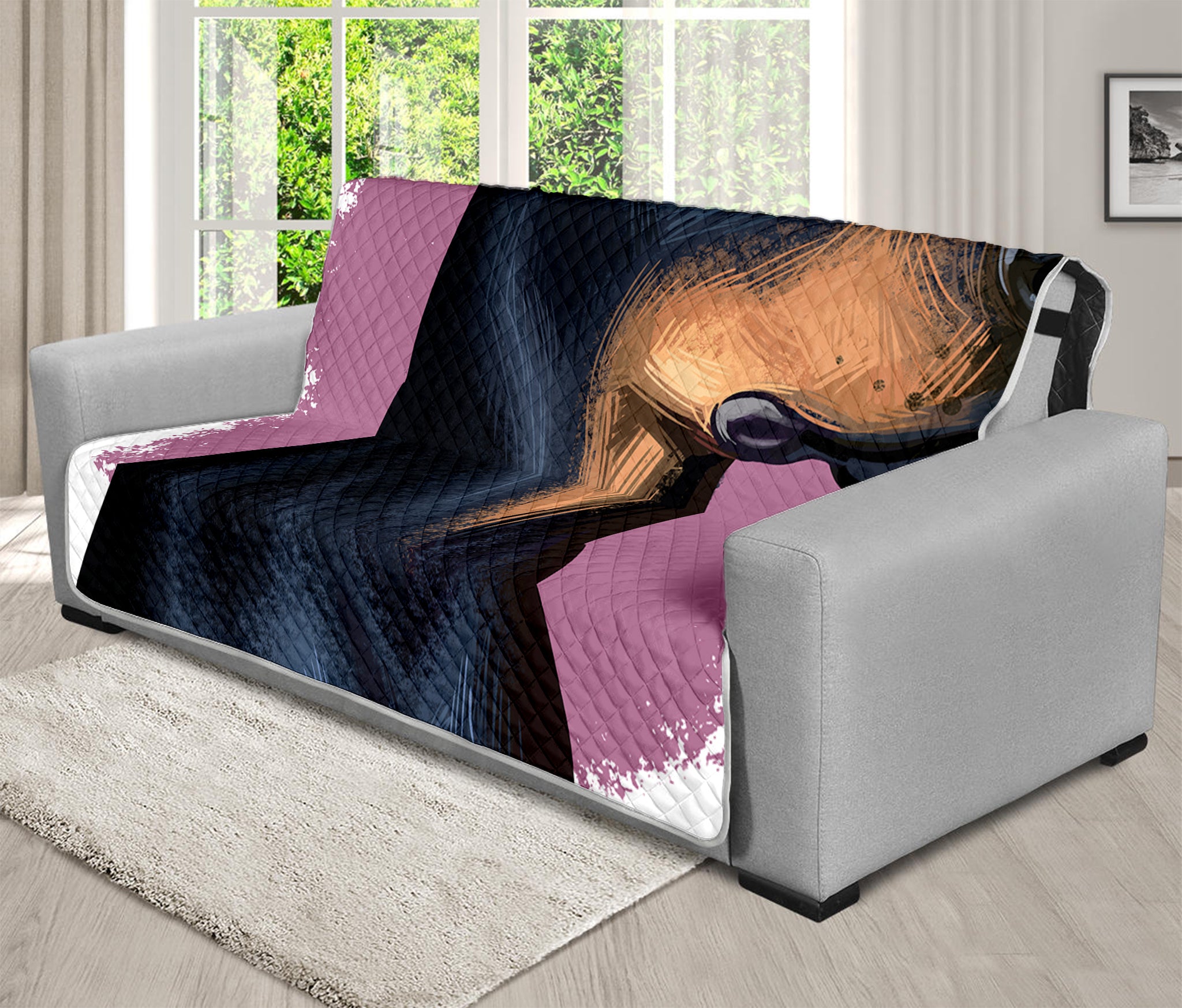 Dobermann Portrait Print Futon Protector