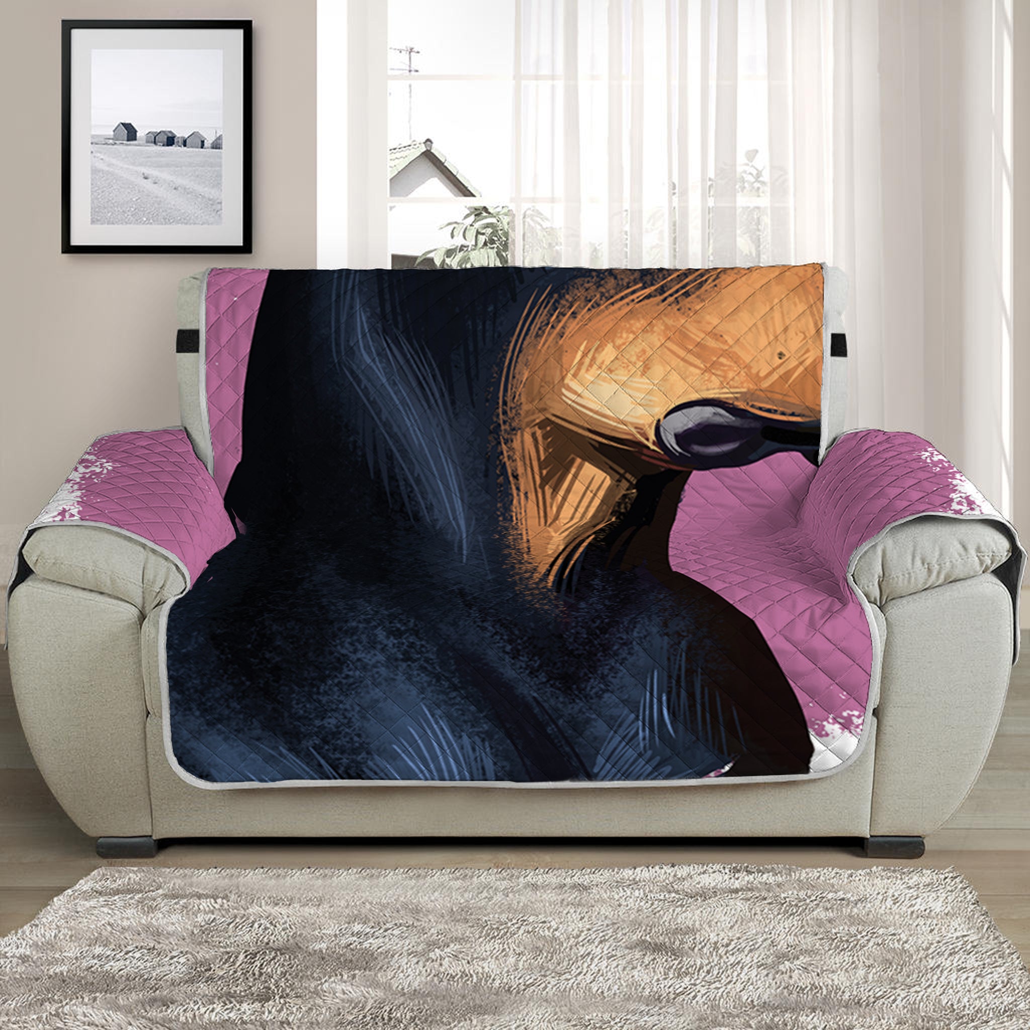 Dobermann Portrait Print Half Sofa Protector