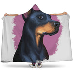 Dobermann Portrait Print Hooded Blanket