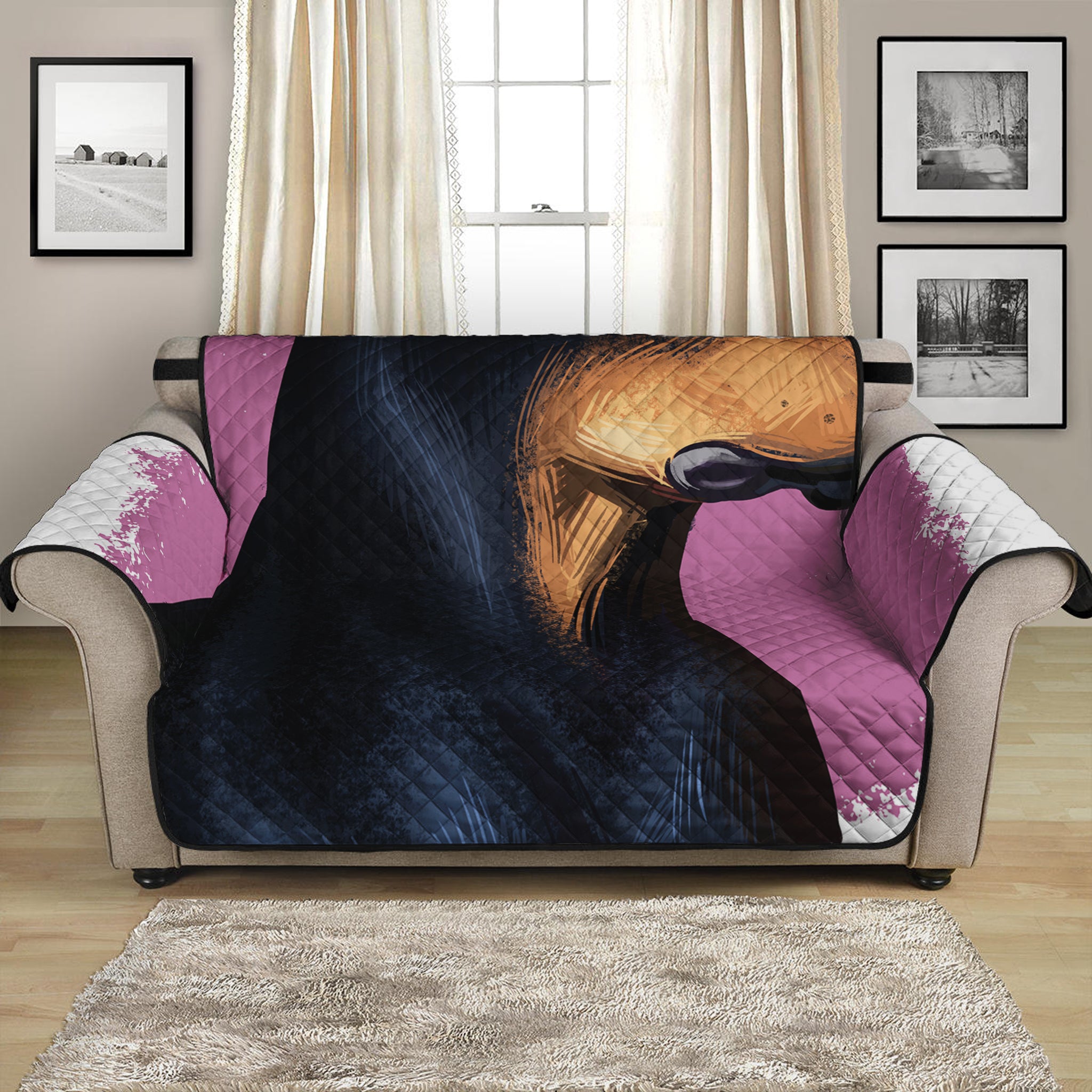 Dobermann Portrait Print Loveseat Protector