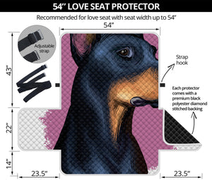 Dobermann Portrait Print Loveseat Protector