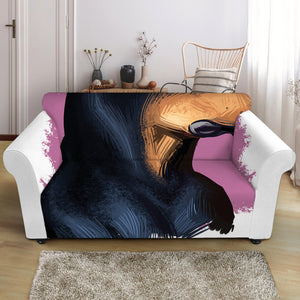 Dobermann Portrait Print Loveseat Slipcover