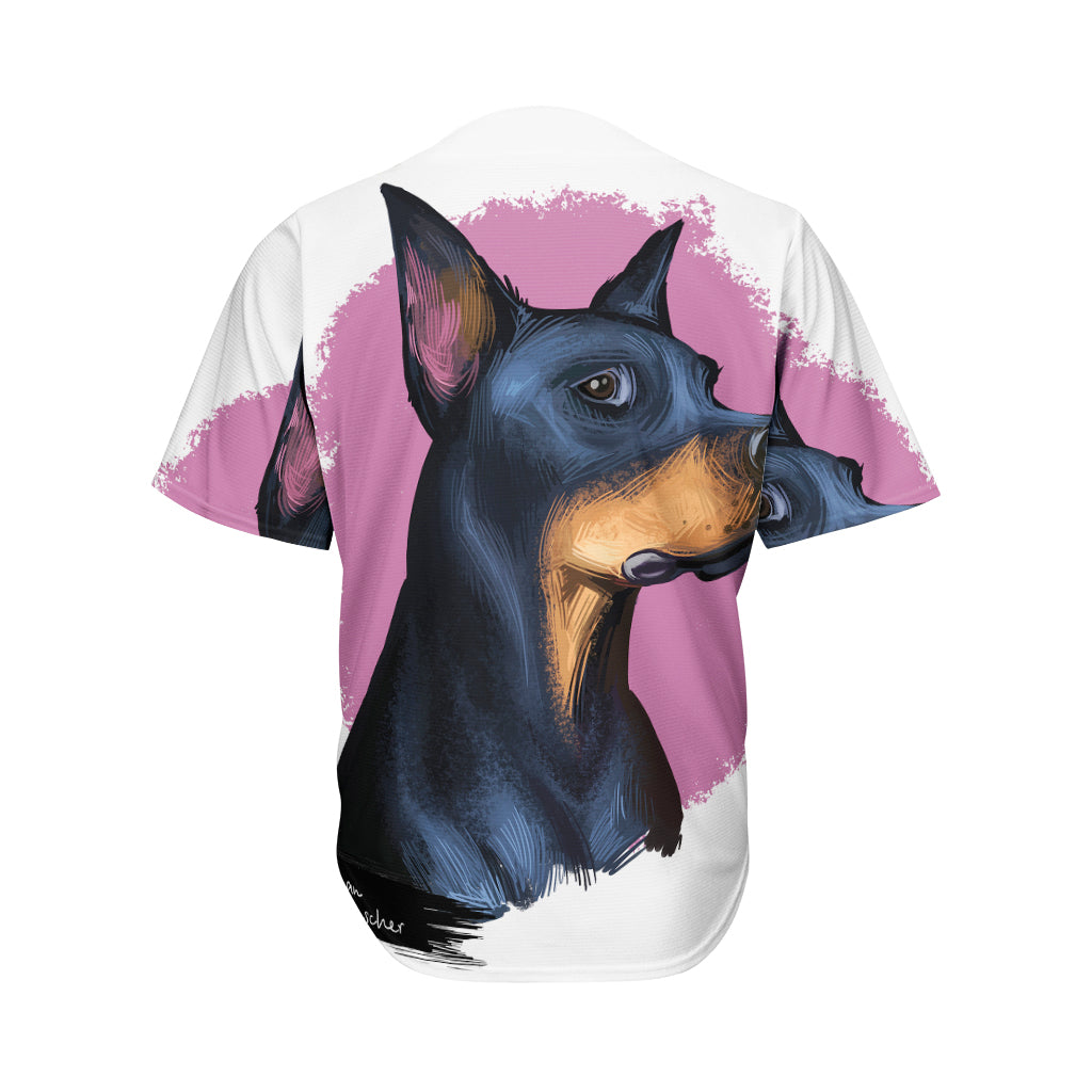 Dobermann Portrait Print Men's Baseball Jersey