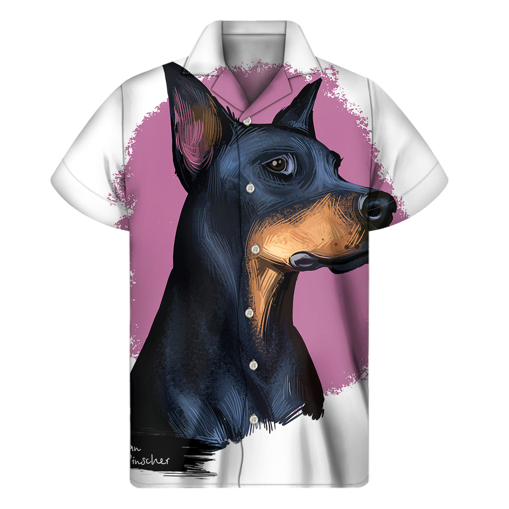 Dobermann Portrait Print Men's Short Sleeve Shirt