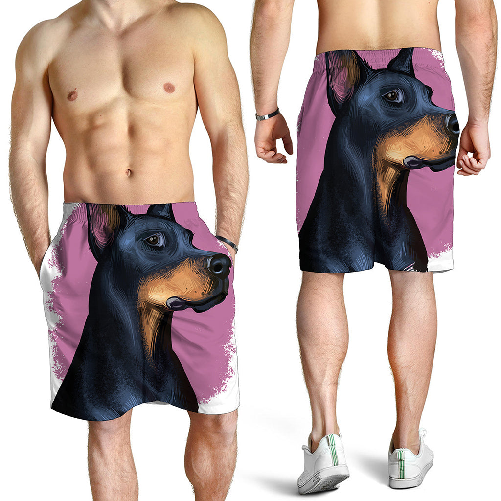 Dobermann Portrait Print Men's Shorts