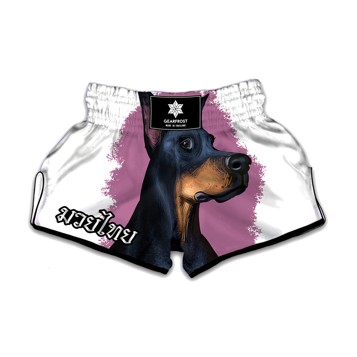 Dobermann Portrait Print Muay Thai Boxing Shorts