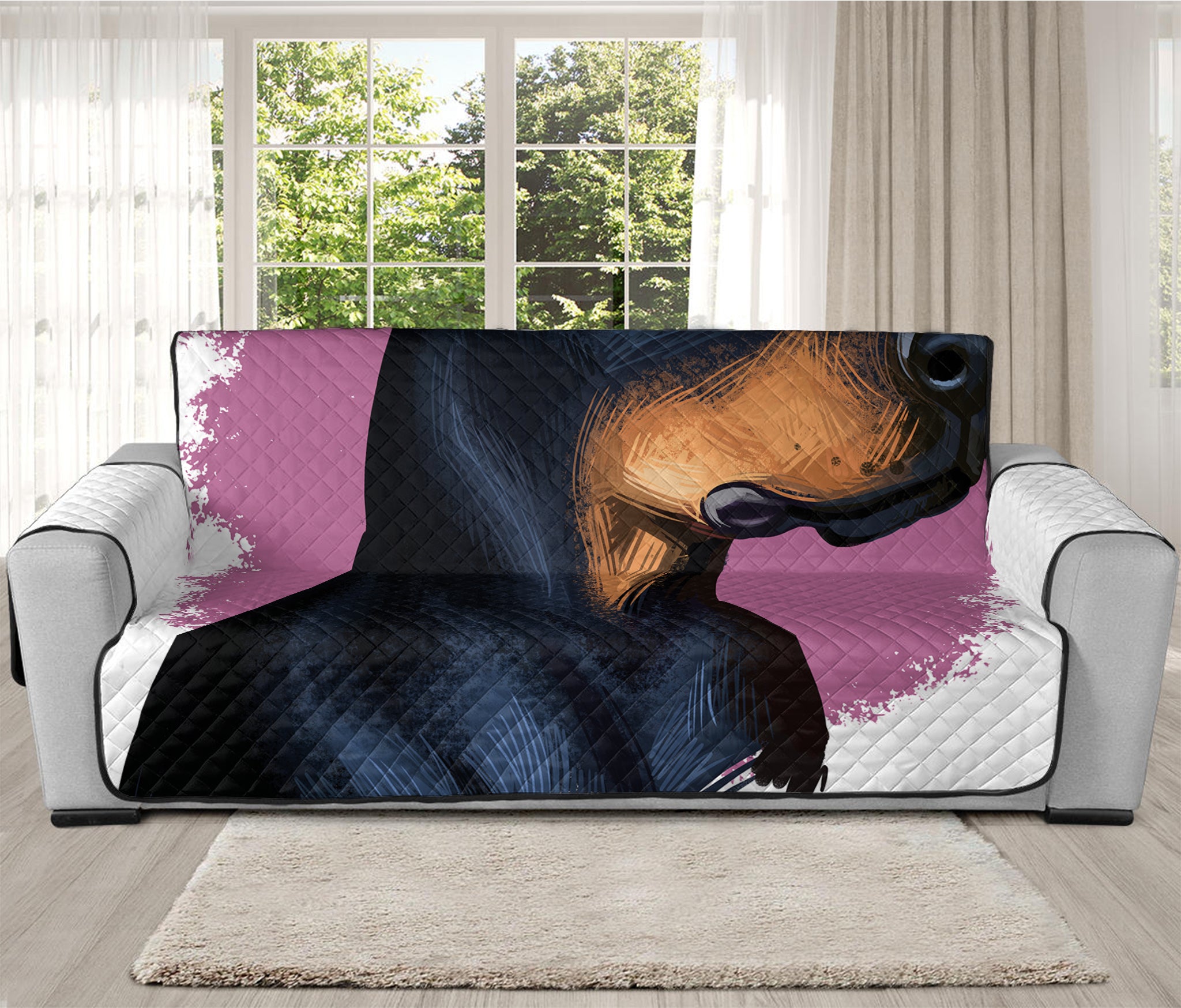 Dobermann Portrait Print Oversized Sofa Protector