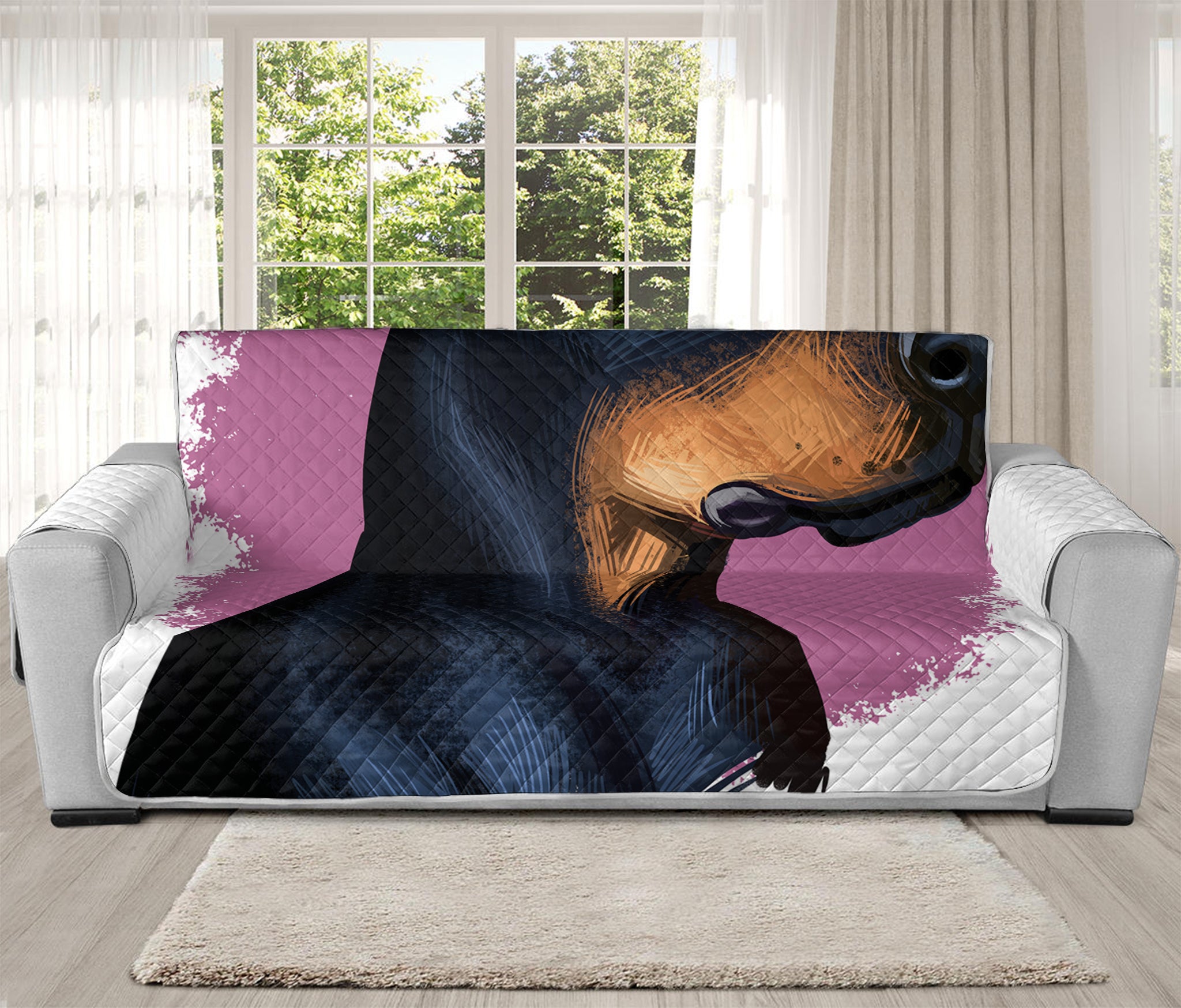 Dobermann Portrait Print Oversized Sofa Protector