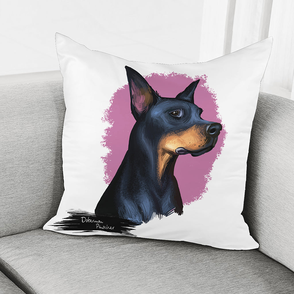 Dobermann Portrait Print Pillow Cover