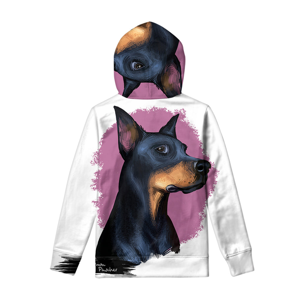 Dobermann Portrait Print Pullover Hoodie