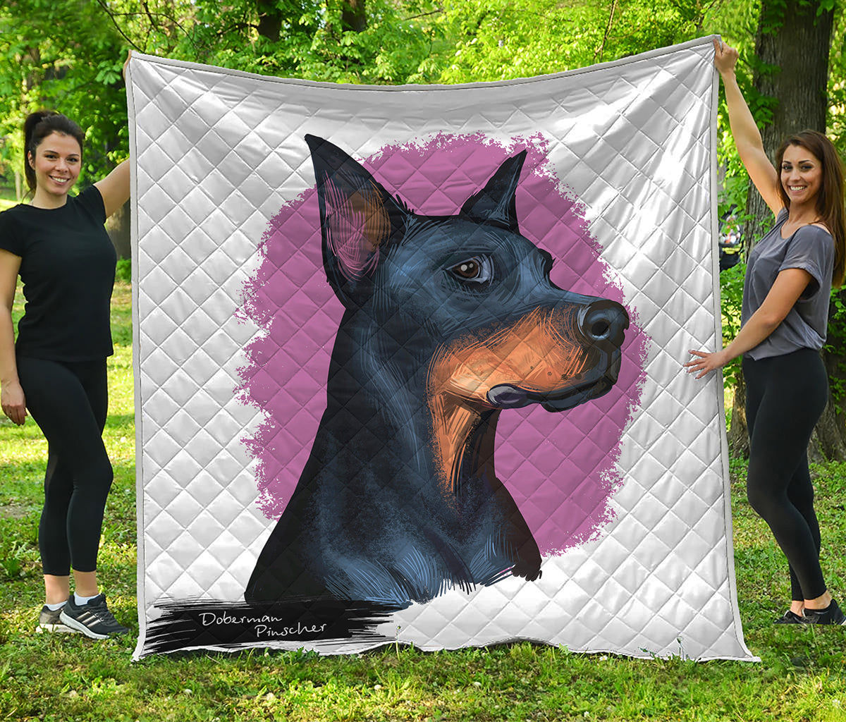 Dobermann Portrait Print Quilt