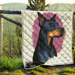 Dobermann Portrait Print Quilt