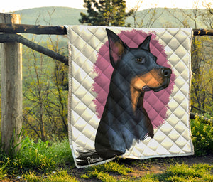 Dobermann Portrait Print Quilt