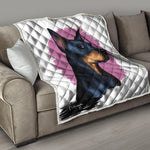 Dobermann Portrait Print Quilt