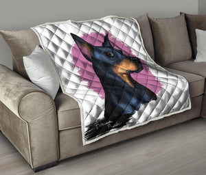 Dobermann Portrait Print Quilt