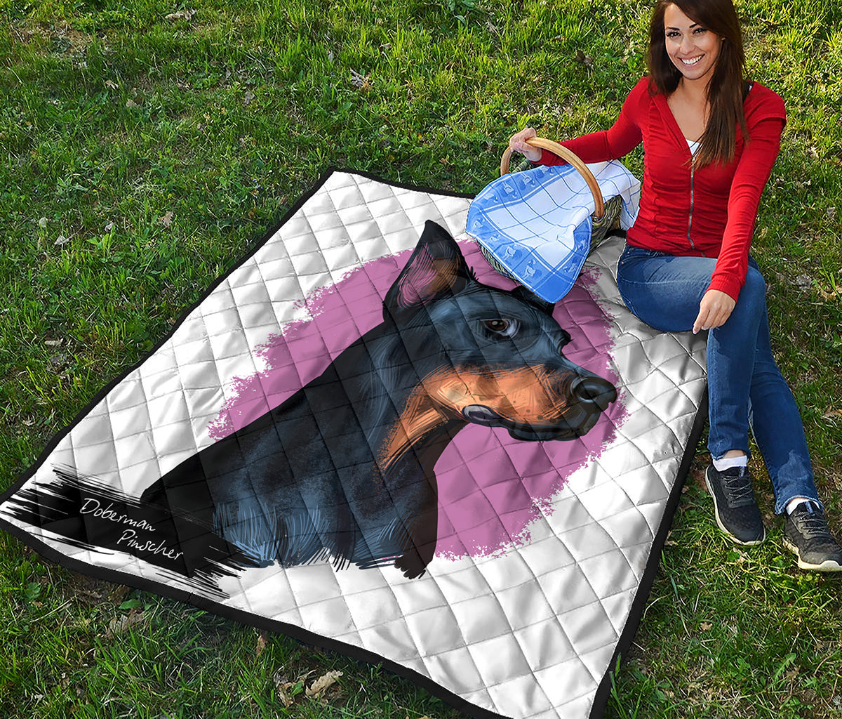 Dobermann Portrait Print Quilt