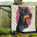 Dobermann Portrait Print Quilt