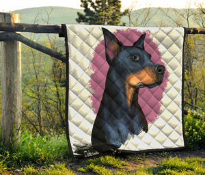 Dobermann Portrait Print Quilt