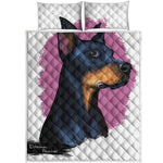 Dobermann Portrait Print Quilt Bed Set