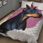 Dobermann Portrait Print Quilt Bed Set