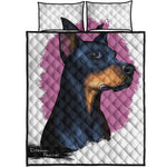 Dobermann Portrait Print Quilt Bed Set