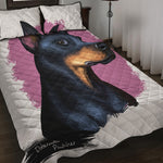 Dobermann Portrait Print Quilt Bed Set