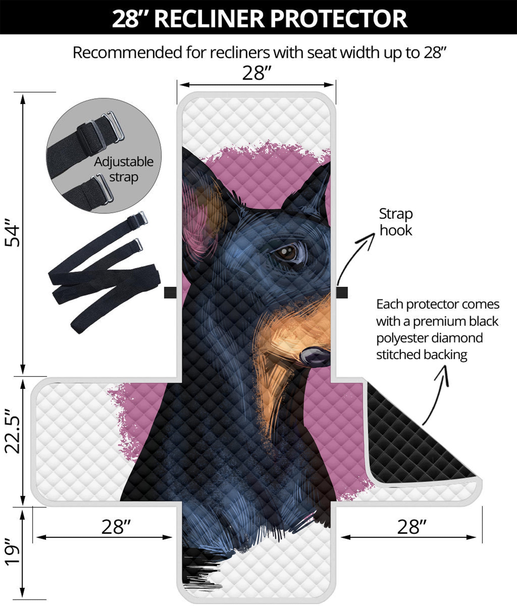 Dobermann Portrait Print Recliner Protector