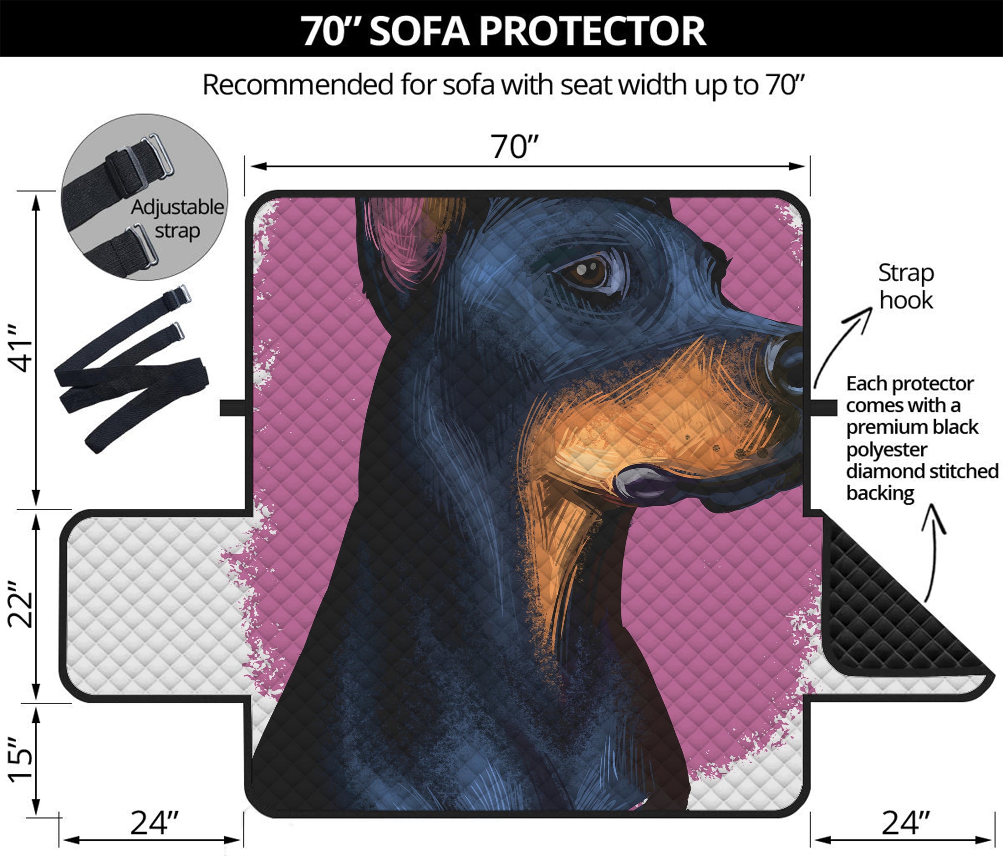 Dobermann Portrait Print Sofa Protector