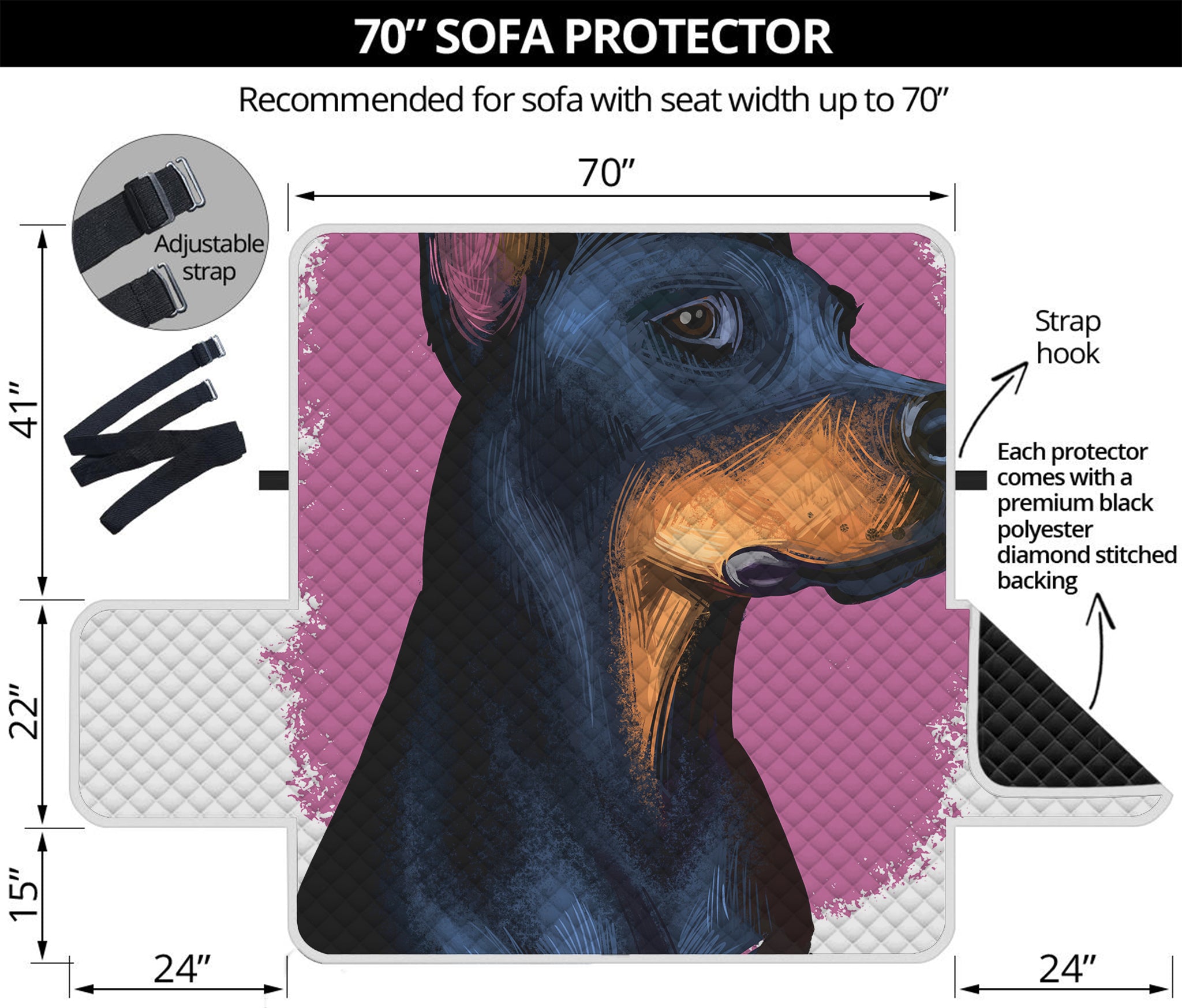 Dobermann Portrait Print Sofa Protector