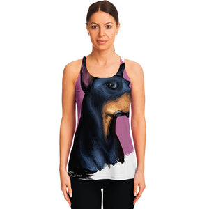 Dobermann Portrait Print Women's Racerback Tank Top