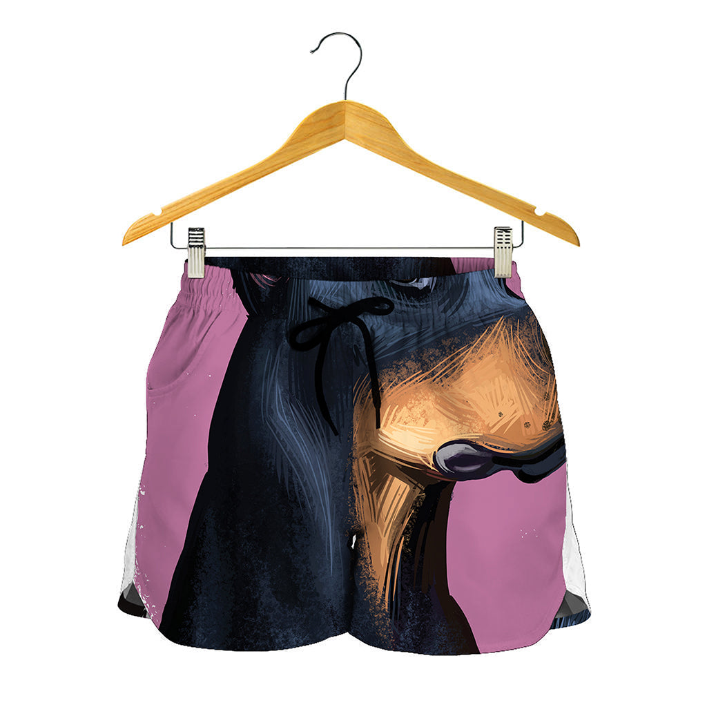 Dobermann Portrait Print Women's Shorts