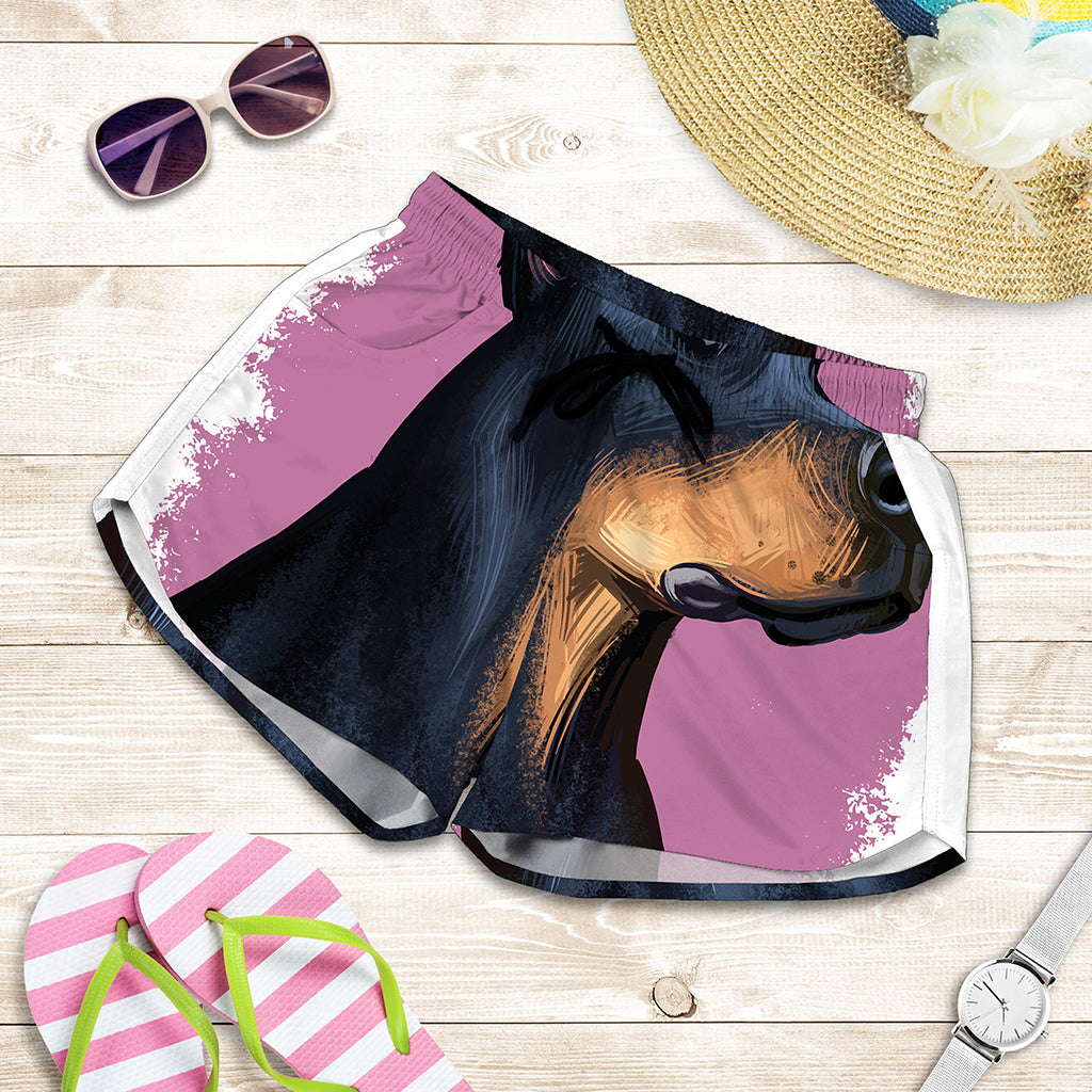 Dobermann Portrait Print Women's Shorts