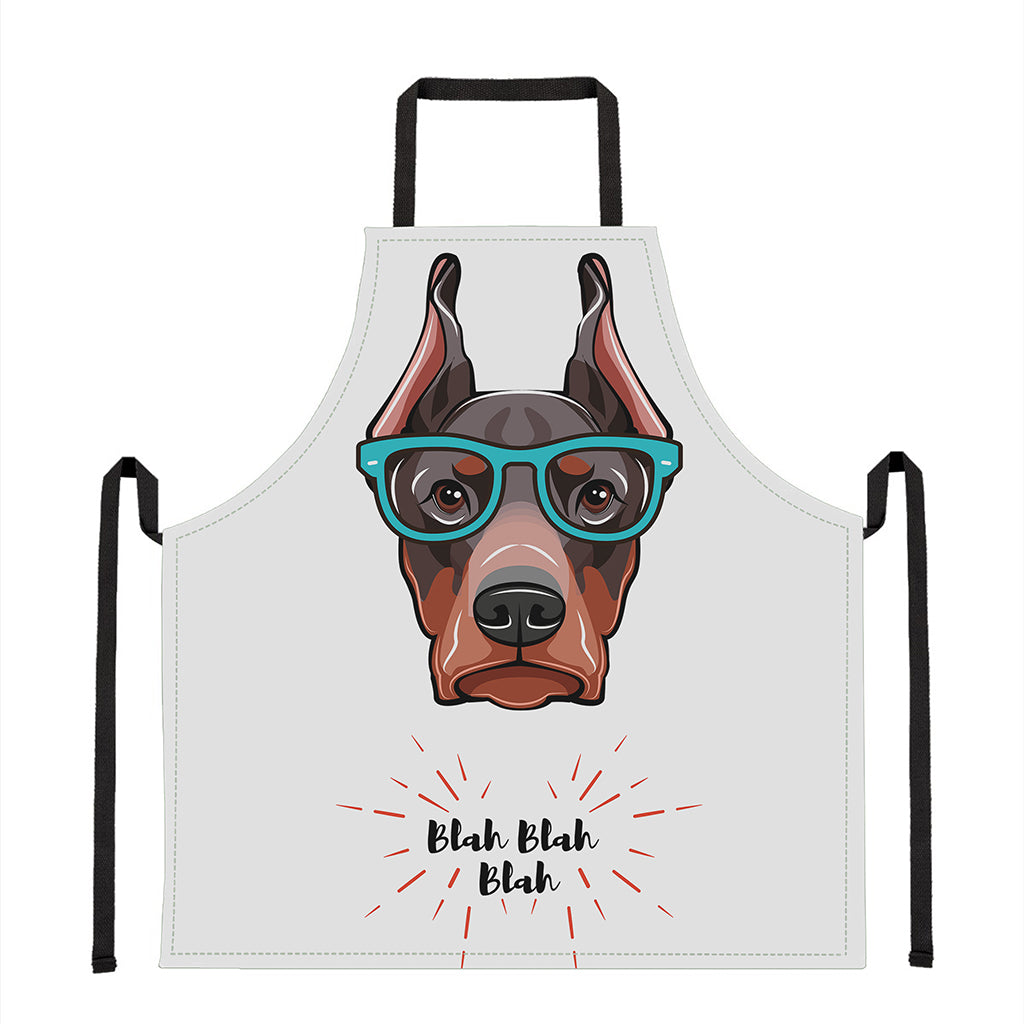 Dobermann With Glasses Print Apron